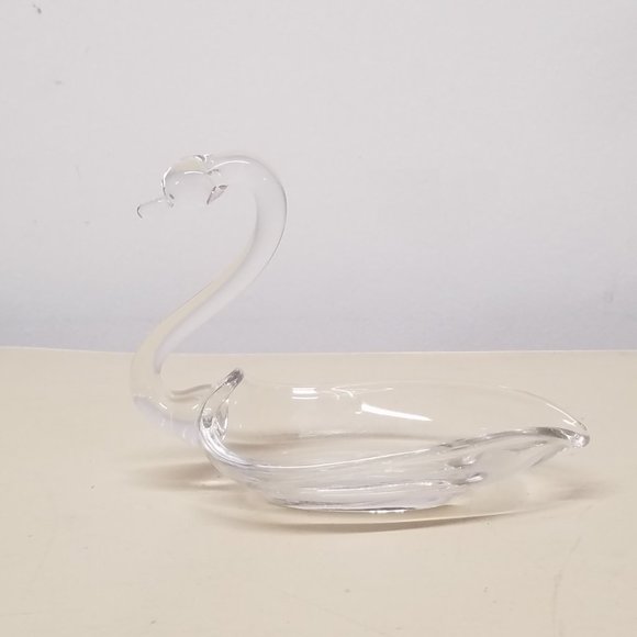 Duncan Miller Clear Blown Glass Swan Mother and Cygnet Dish Set - Picture 8 of 13